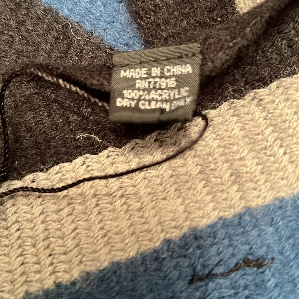 NWT XMI Striped Scarf in Blue, Black, and Gray